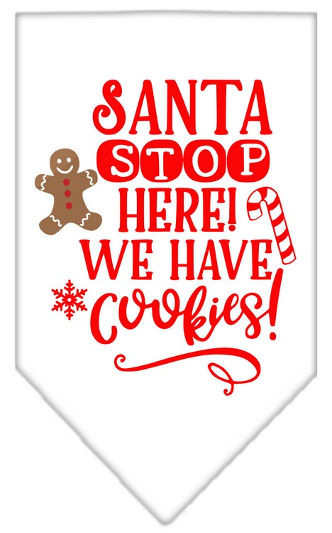 Santa, We Have Cookies Screen Print Bandana White Large